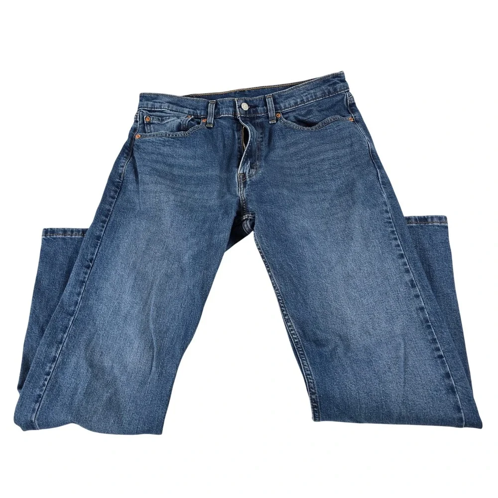 Levis 505 Regular Fit Jeans Mens 34x32 Medium Wash Blue Straight Leg Denim